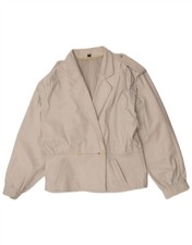 Vintage Womens Military Leather Jacket EU 42 Large White Leather YE01