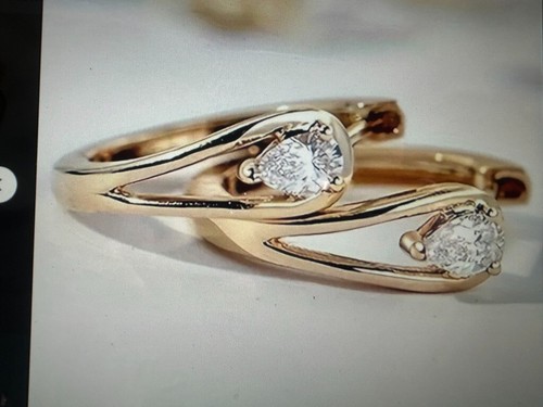 Wunderschön! Elegante Kupfer Geometrische Zirkon Creolen Hypoallergen Ohrringe ~ Neu! - Bild 4 von 11