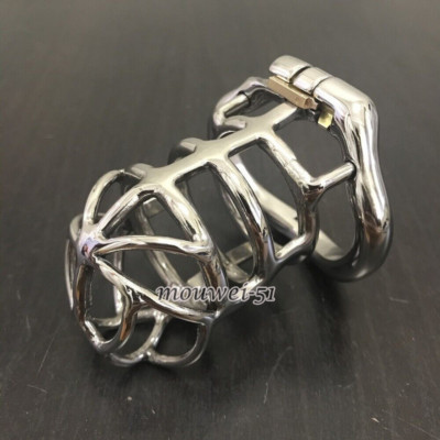 Stainless Steel Male Chastity Device Long Cage for Men Metal Locking Belt CC152