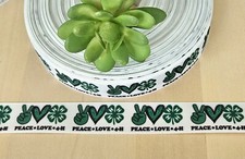 7/8" 1 YD 4-H Grosgrain Ribbon Peace Love  4-H Four-Leaf Clover Craft Ribbon