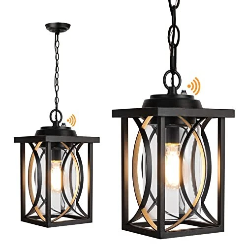 Outdoor Pendant Light for Porch with Dusk to Dawn Sensor Outdoor Hanging