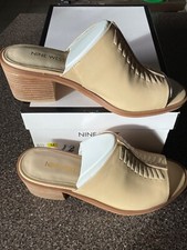 Nine West Womens Rahima Light natural  Mules Dress Heels Shoes 6.5