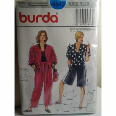 BURDA Sewing Pattern 4843 Misses Jacket, Top, Pants Bermudas, West Germany UNCUT