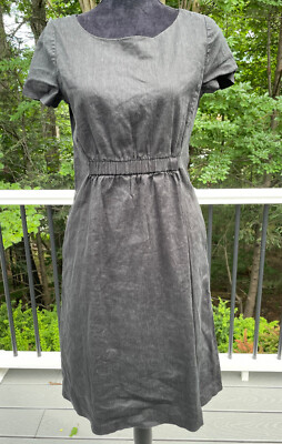 DKNY Womens Stretch Waist Linen Dress Black Size 4 | eBay