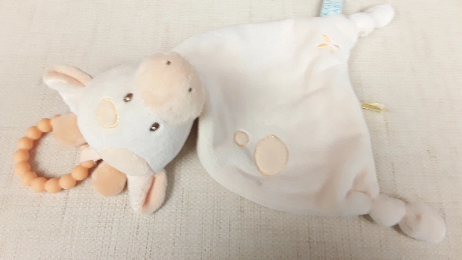 Douglas Baby Giraffe Plush Lovey Ring Cream Orange Baby Security Toy