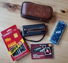 VTG 1970s Kodak Tele Instamatic 608 Black Film Camera Lot w Case Manual Untested