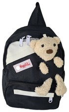 Kinder Rucksack Teddybär Schwarz - Teddy schaut neugierig aus dem Rucksack raus