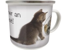 Emaille Becher 0,5 L - GLAUBE IMMER AN DICH SELBST ! KATZE TIGER      EB65 TASSE