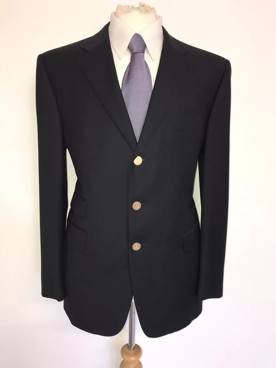 ALFRED DUNHILL Mens NAVY BLUE WOOL BLAZER 42 Short GORGEOUS