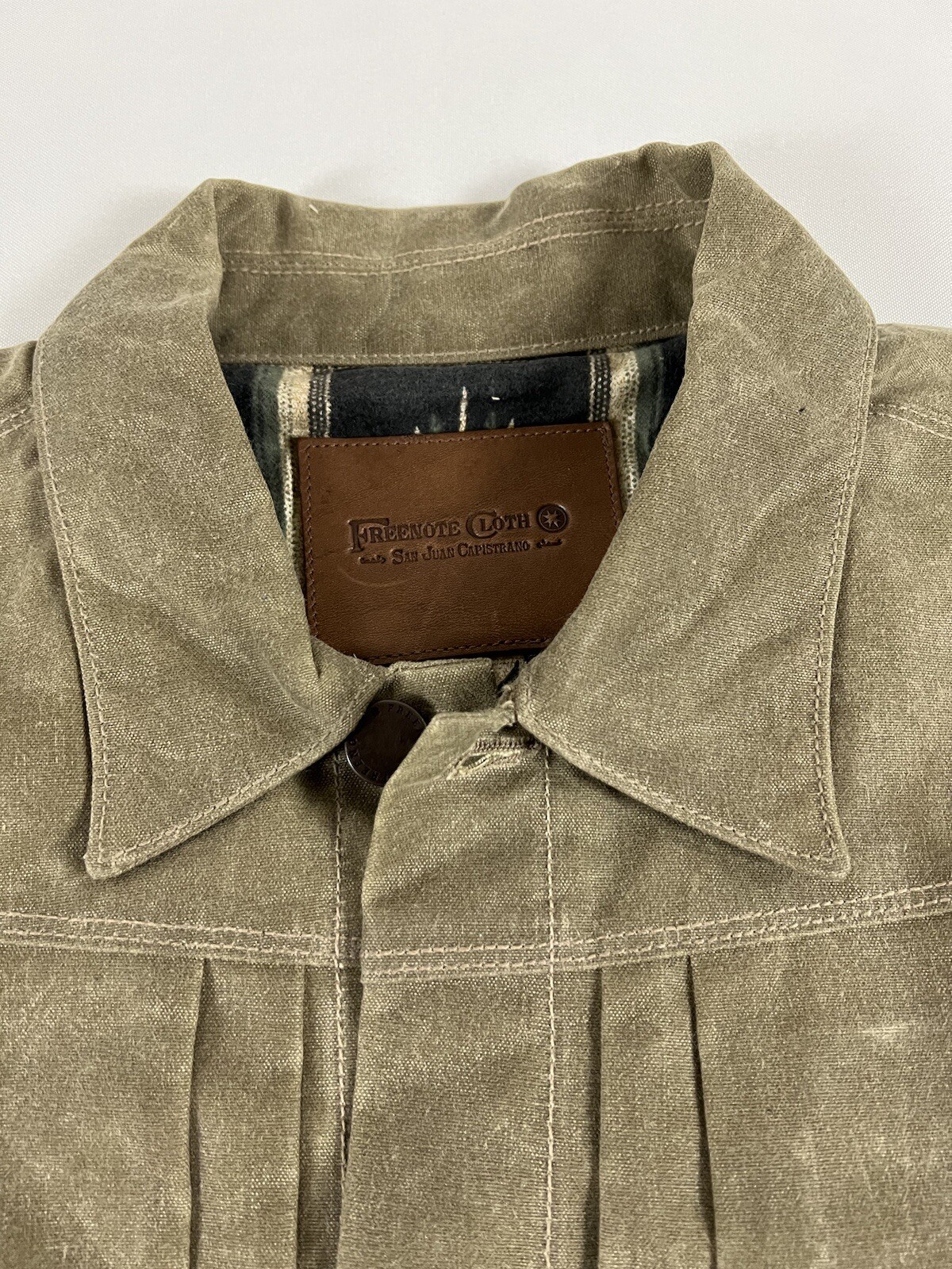 FREENOTE CLOTH RIDERS JACKET WAXED CANVAS TOBACCO GREEN INTERIOR XL NWT