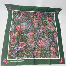 Vintage Green Paisley Bandana Handkerchief 50 Cotton 50 Poly USA RN 14193