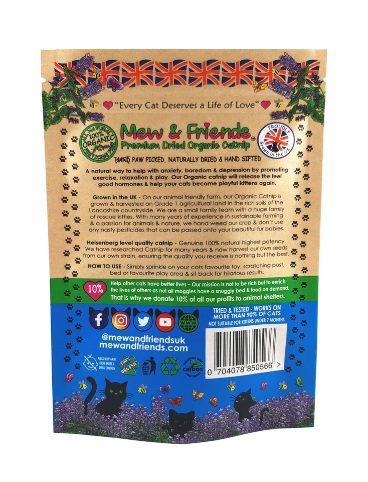 Mew & Friends Catnip Premium Organic 100% Natural Dried Catnip | UK GROWN - Imagem 2 de 4
