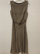 Ann Taylor Loft Women 4 Brown/White Floral Sleeveless Dress Sheath Work Wear