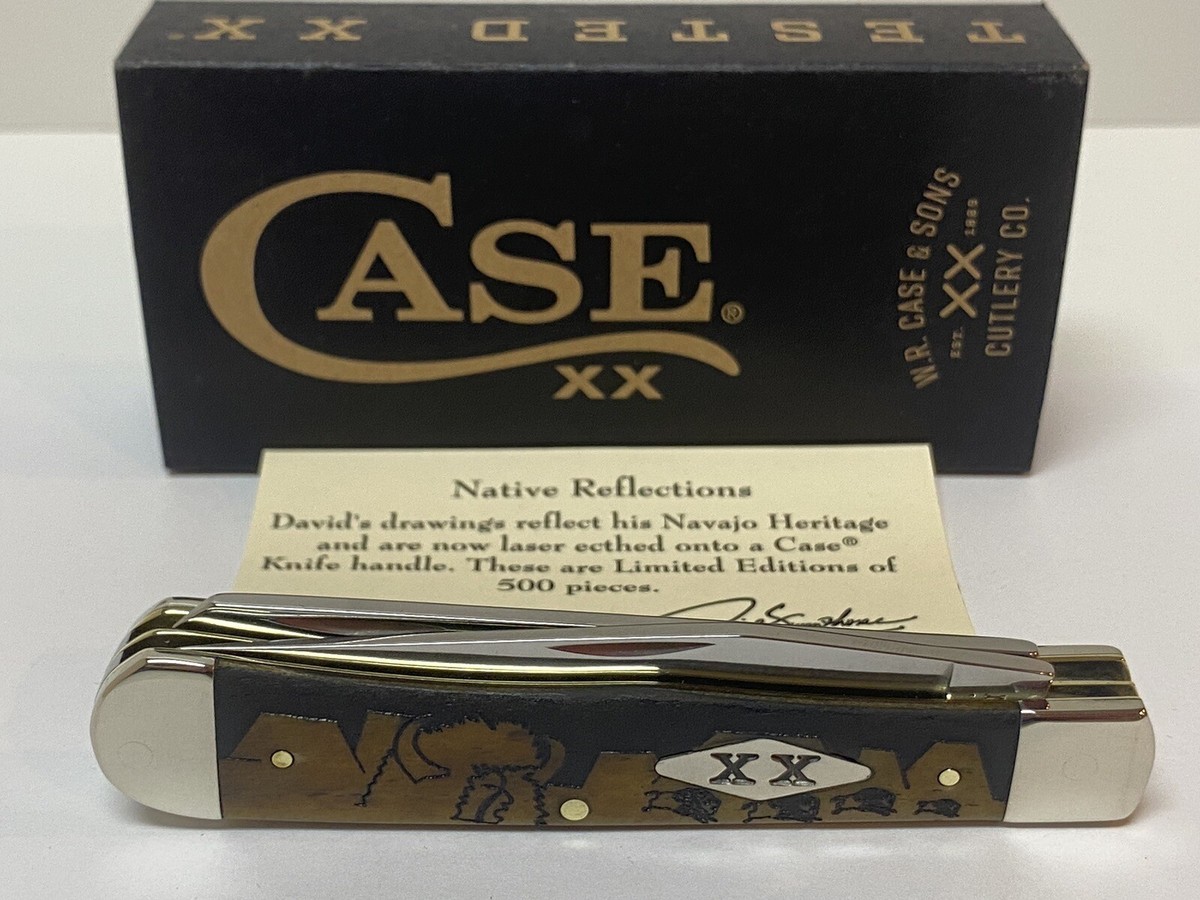 CASE XX DAVID YELLOWHORSE NATIVE REFLECT ANTIQUE TRAPPER 6254