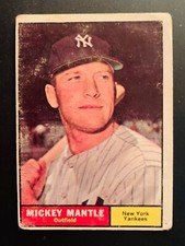 1961 Topps #300 Mickey Mantle-Off Center -Rounded Corners-(Faded Gloss) LowGrade
