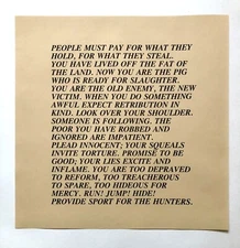 Jenny Holzer Inflammatory Essay Offset Lithograph Print 17" x 17" (1979-82)