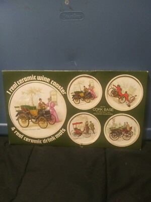 Maw & Co Ltd Stoke on Trent England Real Ceramic Cork Base Coaster Set