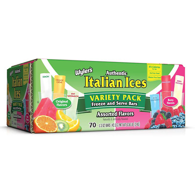 Wyler's Italian Ices, Original & Berries Variety Pack, 1.5 Oz Freezer Bars, 70Ct