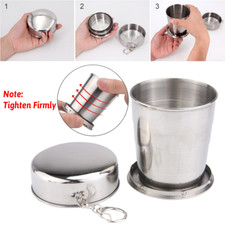 Collapsible Drinking Mug Portable Travel Cup Stainless Steel Folding Retractable