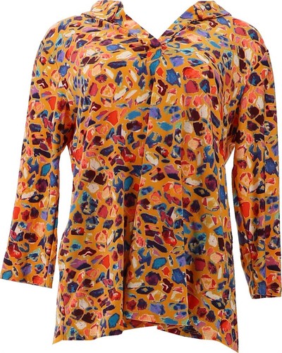 Attitudes Renee Como Jersey Smock Back Tunic Mustard Pebble M NWOT (526)