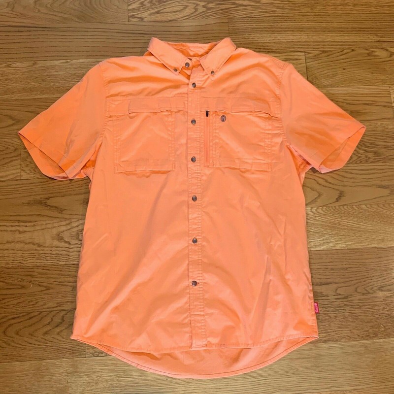 Coleman Outdoors Mens Orange Adventure Stretch Short Sleeve Button Down Shirt XL