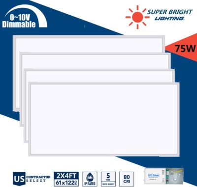 2x4 FT 75W 5000K Flat LED Troffer Panel Light, Recessed Edge-Lit Troffer Lights