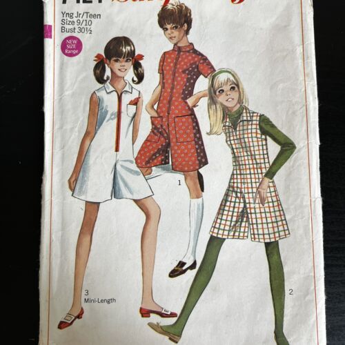 Vintage 1960s Simplicity 7424 Mod Teen Romper + Jumpsuit Sewing Pattern 9/10 CUT - Picture 1 of 12
