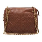 CHANEL Lambskin Quilted Chain Shoulder Bag GHW Brown H2271