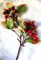 DEKO-BEERENZWEIG - BEEREN-PICK - Fb. Rot - 17Cm - 3FACH Verzweigt - Basteln