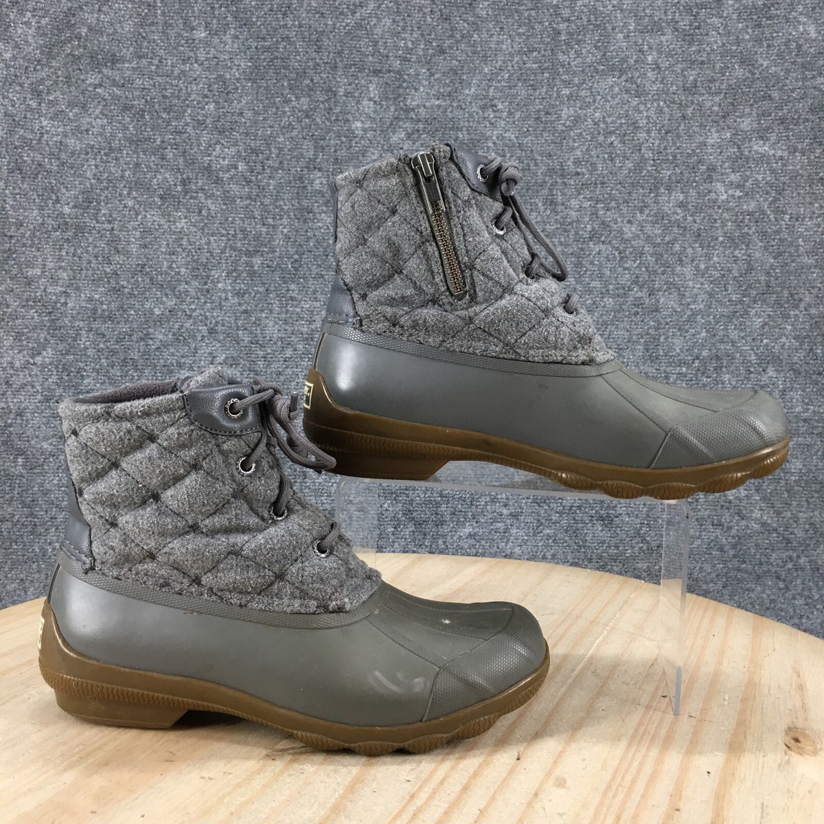 sperry saltwater duck boots grey wool