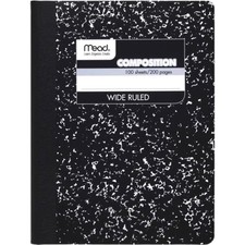Composition Notebook, Wide Ruled Paper, 7-1/2" x 9-3/4", 100 Sheets, Black Ma...