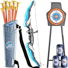 Kids Bow and Arrow Set with LED Light 10 Suction Cup Arrows and Big Dartboard