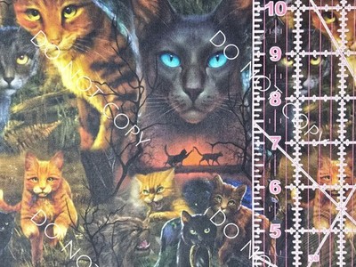 100% Cotton Woven Novelty Fabric Warrior Cats Books By The  1/4 Yard 9x56