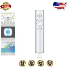 Silver Presentation Remote - Digital Highlight, Mouse Cursor, Time Alerts, 30m
