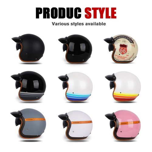 Casque Moto Jet Uchoose Vintage 3/4 Rétro Classique Homme Femme avec lunette - Imagen 4 de 45