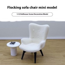 1 Piece 1/12 Dollhouse Mini Plush Sofa Chair Side Table Furniture Model Decor