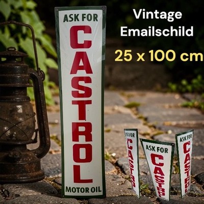 Vintage Alt CASTROL Motor OIL Emaile Reklame Schild Enamel Plaque Sign Émaillée