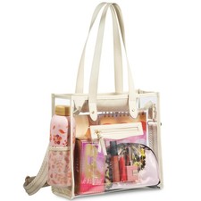 Clear Bag for Stadium Events - Large Transparent Tote with Zippered Top, Mesh...