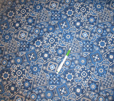BLUE WHITE BANDANA PRINT FABRIC - BY THE YARD - 1