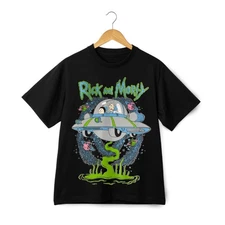 Rick and Morty Spaceship Graphic T-Shirt – Sci-Fi Cartoon Streetwear Tee
