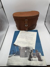 Vintage Brown Leather Binocular Case W/ Vintage Bushnell Poster Advertisement