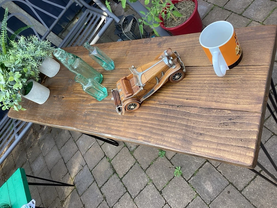 Rustic Console Table Made From Reclaimed  Planks - Image 2 of 4
