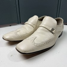 Salvatore Ferragamo Men's Size 9 D Wingtip Loafers Bone Calf Off-White Shoes