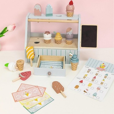 Wooden Ice Cream Toys Food Toys Set Birthday Gifts Playset Food and Accessories