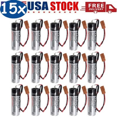   15X ER17500V 3.6V PLC Digital Control Battery With Brown Plug Toshiba ER17500V