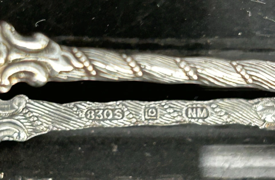 Pinzas de azúcar antiguas Bradrene Lohn - Bergen noruegas de plata, 14,46 g Foto 3 de 4