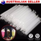 Straw Reusable Plastic Drinking Straws Smoothies Milkshake Boba 100 Pack