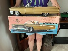 Vintage 17 Bandai Tin Litho Golden Cadillac W/BOX (NICE!!!) 1964