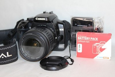 Canon EOS 400D DSLR Camera Black 18-55mm Lens Kit Battery Charger Strap 