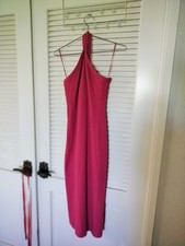 Old Navy Women's Pink Ribbed Halter Dress Side Slit Pink Size Medium